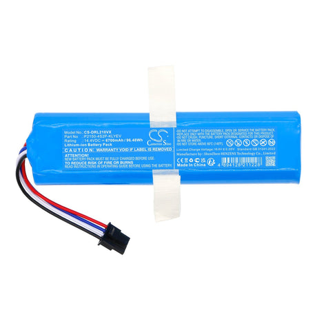 14.4V, Li-ion, 6700mAh, Vacuum battery fits Dreame, Bot L10s Ultra Gen2, Bot L20 Ultra, 96.48Wh Vacuum Cameron Sino Technology Limited