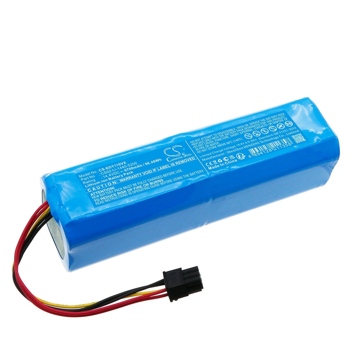 14.4V, Li-ion, 6700mAh, Vacuum battery fits Ecovacs, Deebot Y1, Deebot Y1 Plus, 96.48Wh Vacuum Cameron Sino Technology Limited