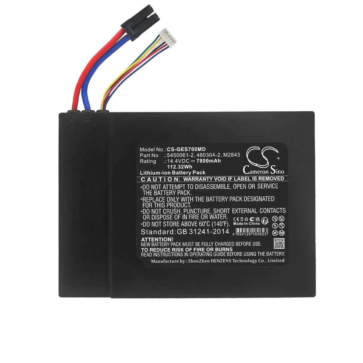 14.4V, Li-ion, 7800mAh, Medical battery fits Ge, 480304-2, Logiq S8 Polaris, Polaris Maru, 112.32Wh Medical Cameron Sino Technology Limited (Dangerous Goods)