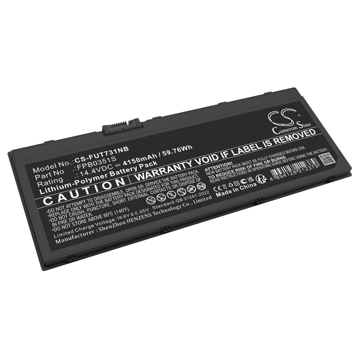 14.4V, Li-Polymer, 4150mAh, Notebook, Laptop battery fits Fujitsu, Lifebook U7310, Lifebook U7311, 59.76Wh Notebook, Laptop Cameron Sino Technology Limited
