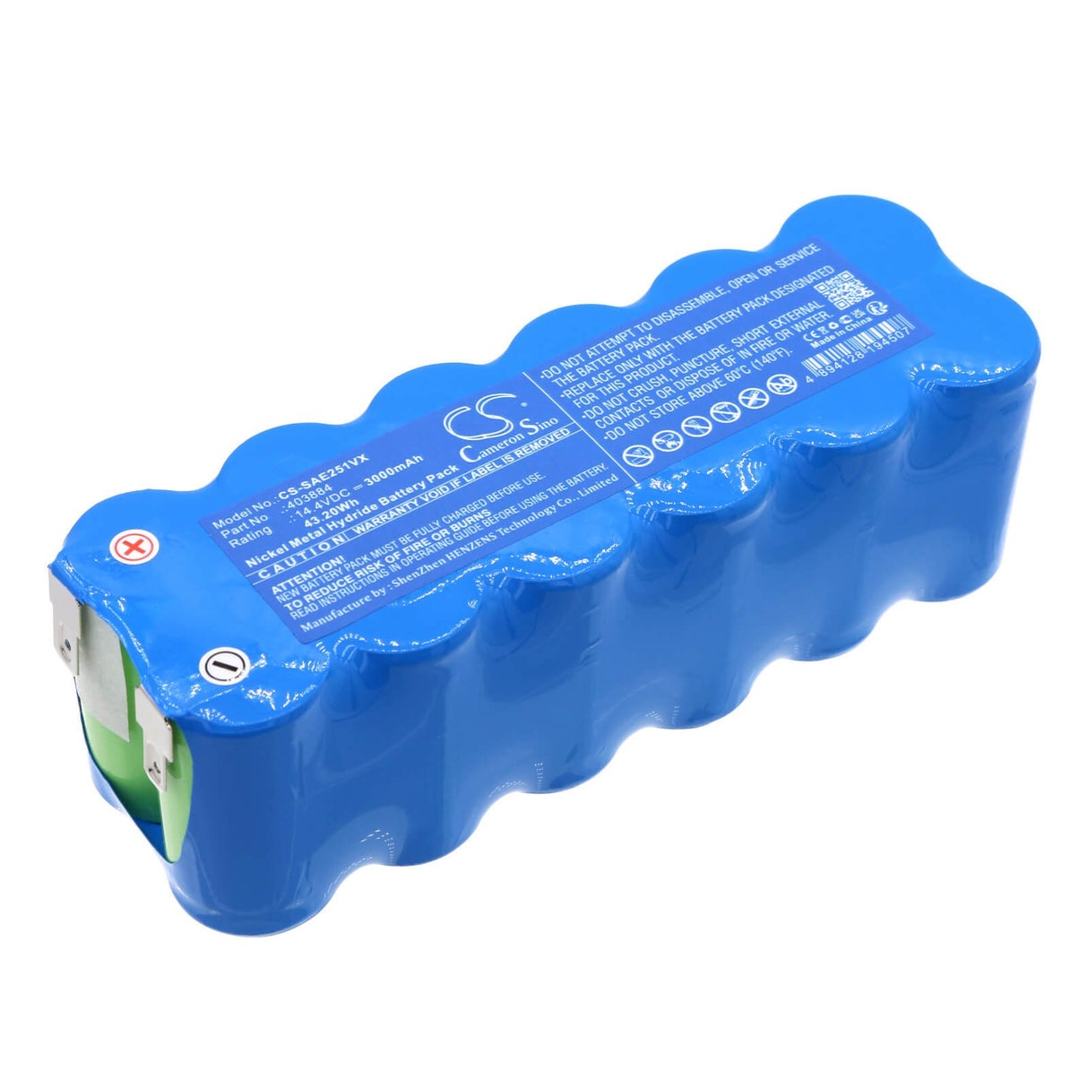 14.4V, Ni-MH, 3000mAh, Vacuum battery fits Solac, Ae2510, 43.20Wh Vacuum Cameron Sino Technology Limited