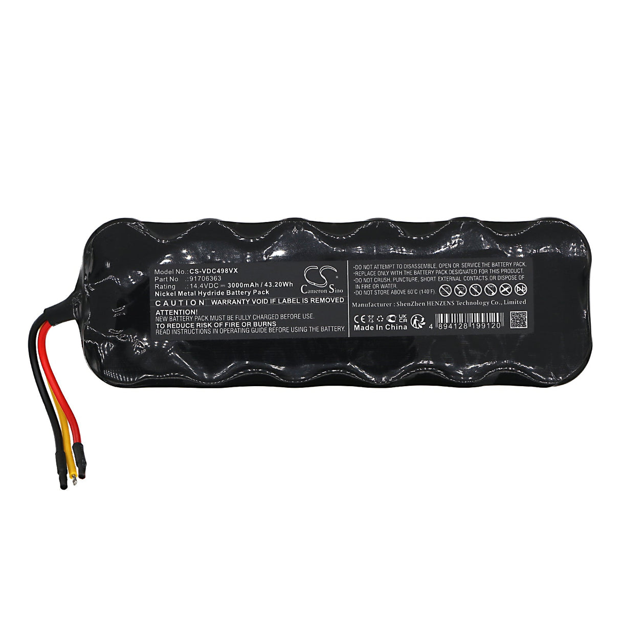 14.4V, Ni-MH, 3000mAh, Vacuum Battery fits Vileda, M-h498, 43.20Wh Vacuum Cameron Sino Technology Limited