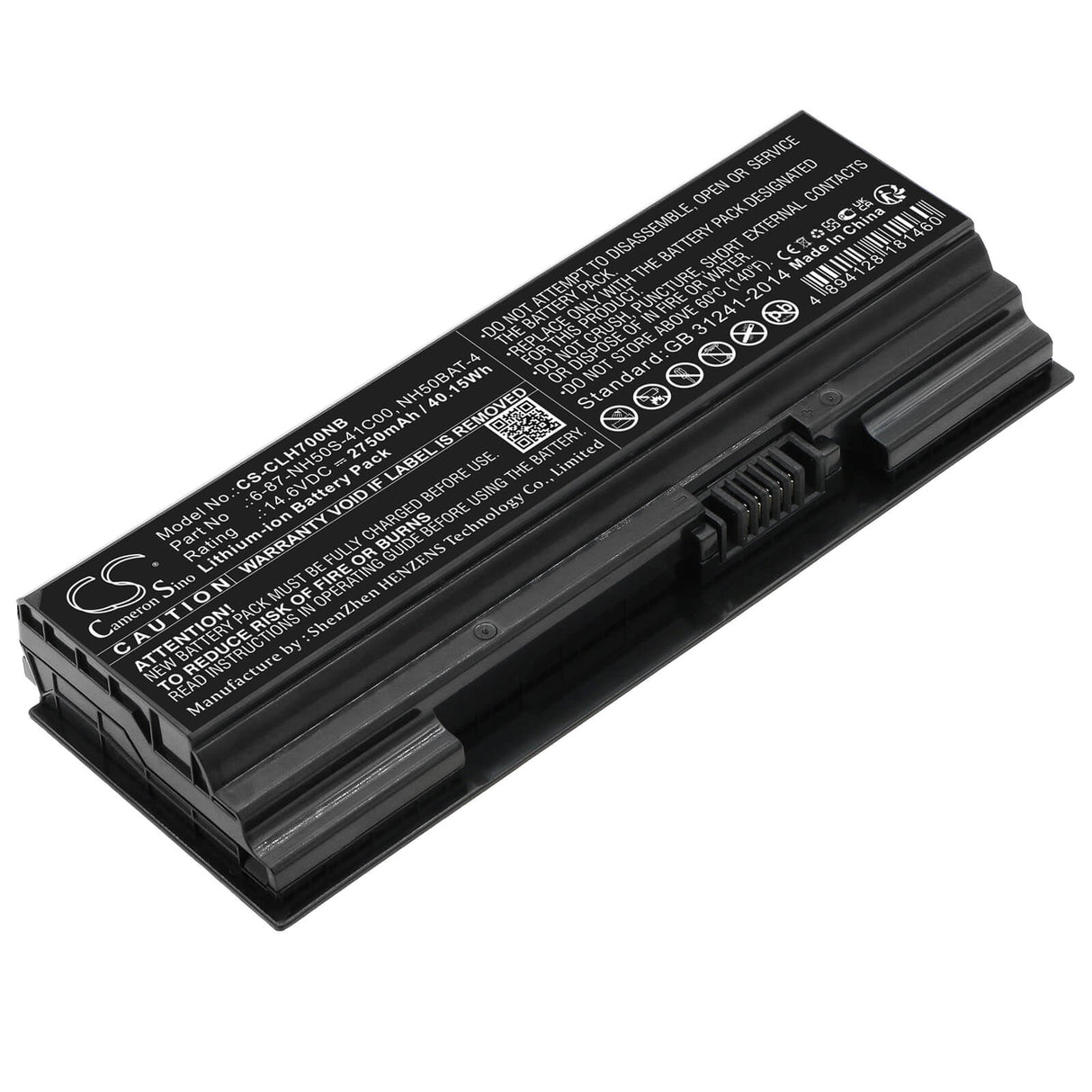 14.6v, Li-ion, 2750mah, Notebook Battery Fits Shinelon, Systemax, Clevo, Medion, 40.15wh Notebook, Laptop Cameron Sino Technology Limited