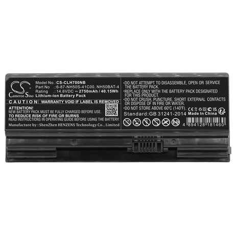 14.6v, Li-ion, 2750mah, Notebook Battery Fits Shinelon, Systemax, Clevo, Medion, 40.15wh Notebook, Laptop Cameron Sino Technology Limited