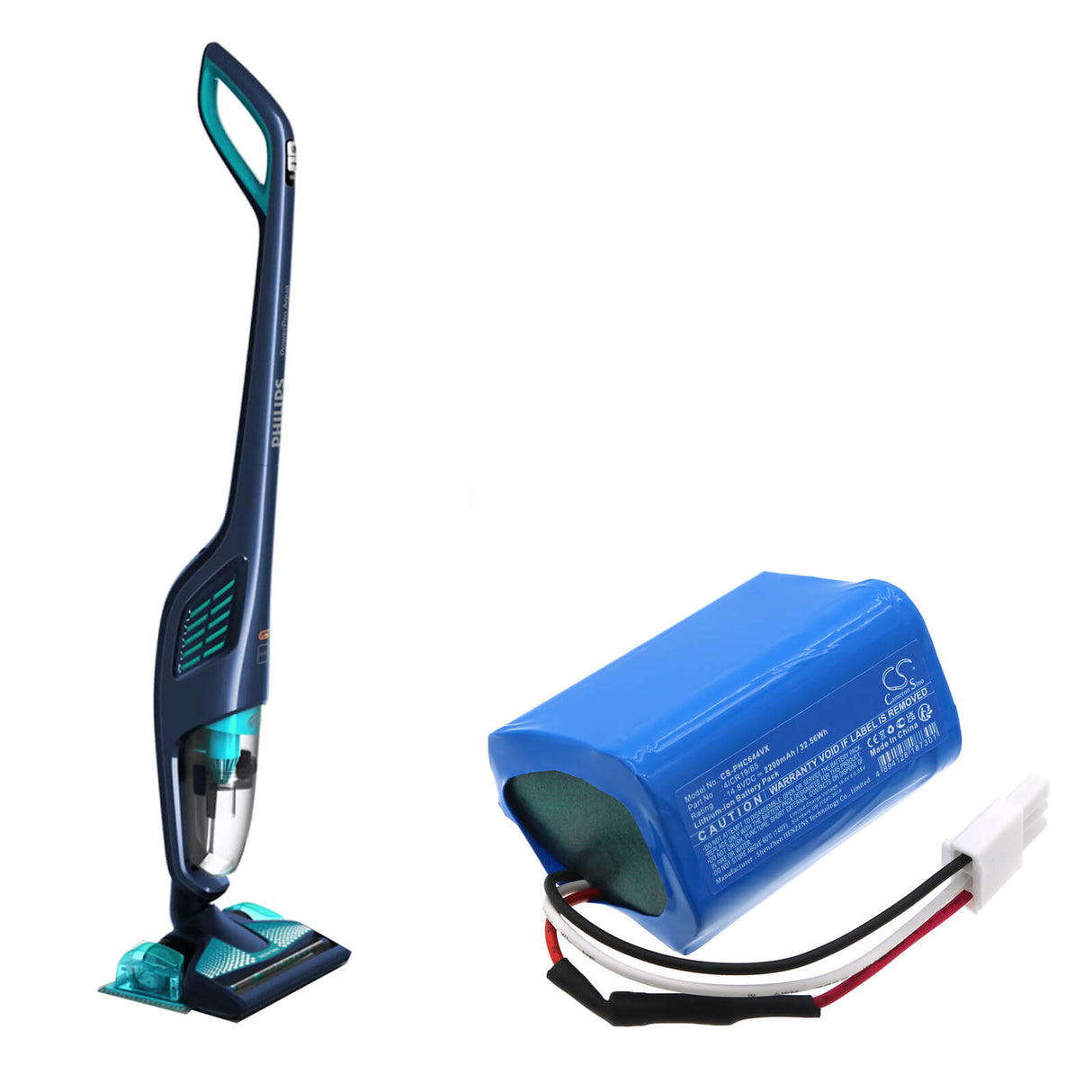 14.8V, Li-ion, 2200mAh, Vacuum battery fits Philips, Fc6400, Fc6400/01, Fc6400/81, 32.56Wh Vacuum Cameron Sino Technology Limited