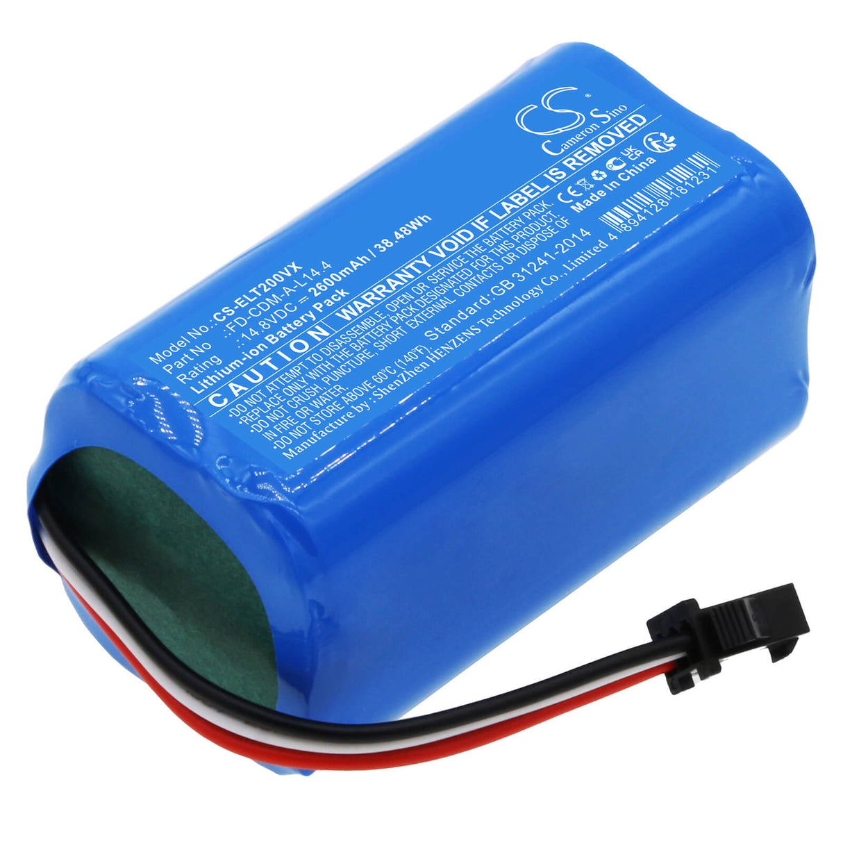 14.8V, Li-ion, 2600mAh, Vacuum battery fits Dymosen, Elfbot, C1, D1, 38.48Wh Vacuum Cameron Sino Technology Limited