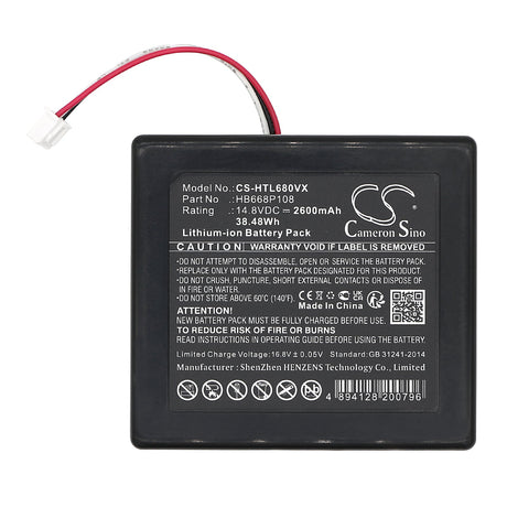 14.8V, Li-ion, 2600mAh, Vacuum Battery fits Hobot, Legee 668, Legee 669, 38.48Wh Vacuum Cameron Sino Technology Limited