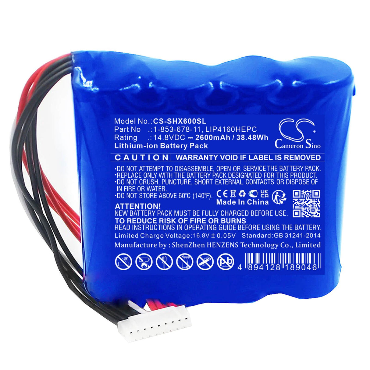 14.8V, Li-ion, 2600mAh, Speaker battery fits Sony, Gtk-xb60, 38.48Wh Speaker Cameron Sino Technology Limited