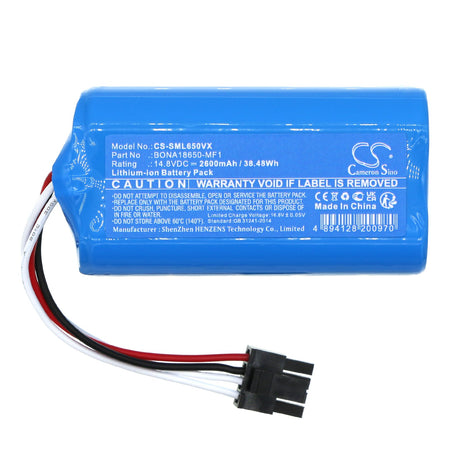 14.8V, Li-ion, 2600mAh, Vacuum Battery fits Symbo, Laserbot 650, Xbot 5, 38.48Wh Vacuum Cameron Sino Technology Limited