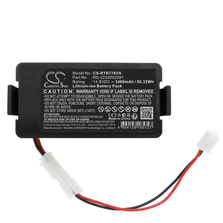 14.8V, Li-ion, 3400mAh, Vacuum battery fits Rowenta, Tefal, Explorer 80, Rr 7747 Wh 4q0, Rr 7755 Wh 4q0, 50.32Wh Vacuum Cameron Sino Technology Limited