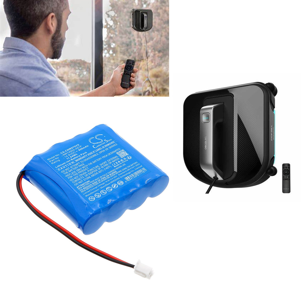 14.8V, Li-ion, 800mAh, Vacuum battery fits Cecotec, Conga Windroid 970, Conga Windroid 980, 11.84Wh Vacuum Cameron Sino Technology Limited