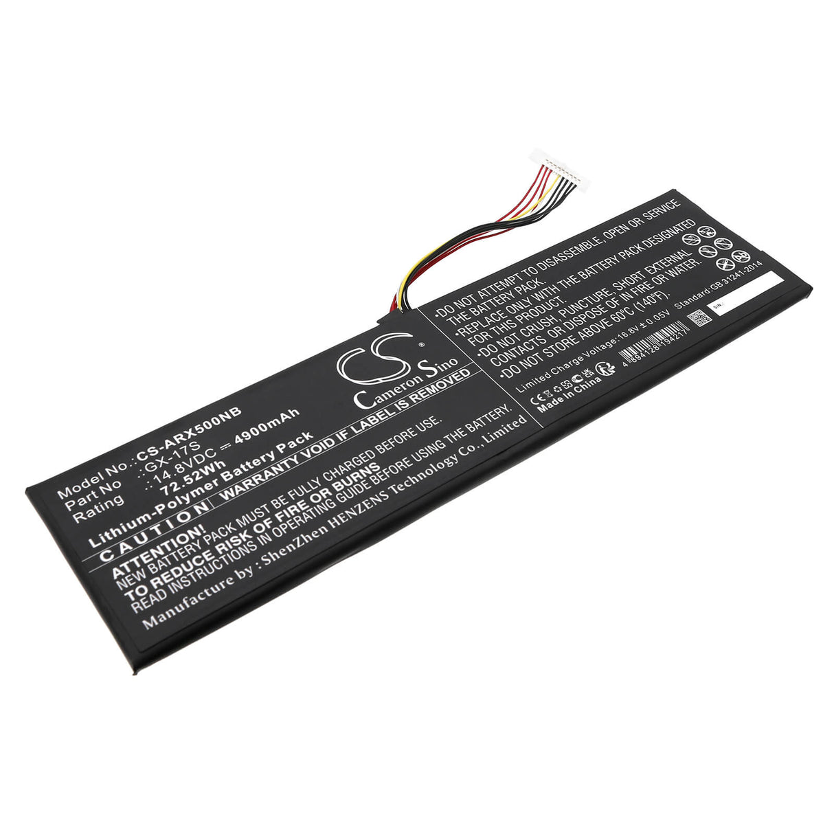 14.8v, Li-polymer, 4900mah, Battery Fits Aorus, X3 Plus V3, X3 Plus V5, 72.52wh Notebook, Laptop Cameron Sino Technology Limited   