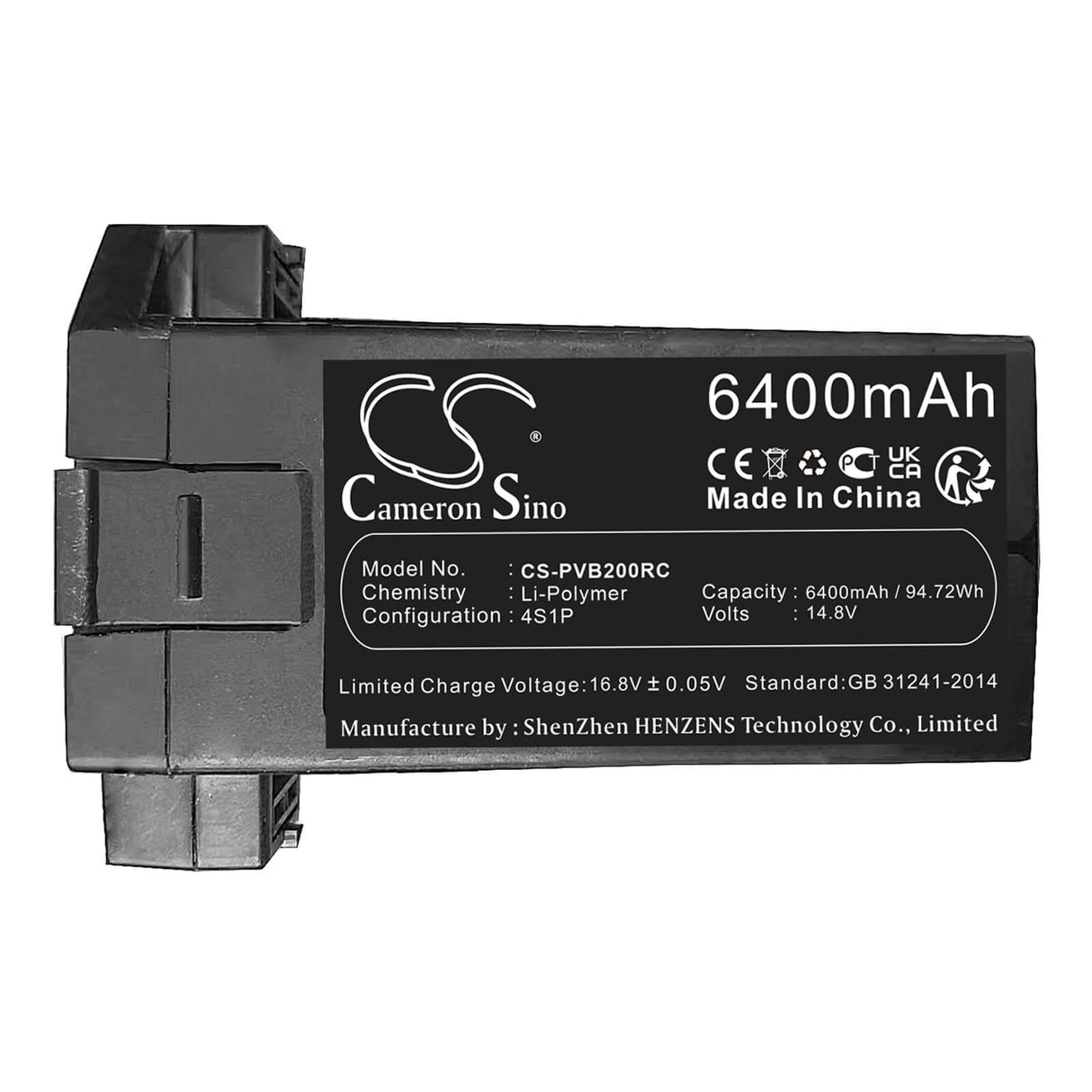 14.8V, Li-Polymer, 6400mAh, Drones battery fits Powervision, Pegib10, Poweregg, 94.72Wh Drones Cameron Sino Technology Limited