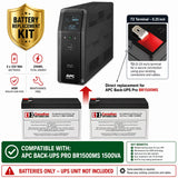 APC BR1500MS RBC123 Replacement Battery Kit 2 x 12V 9Ah AGM UPS Batteries CB Range