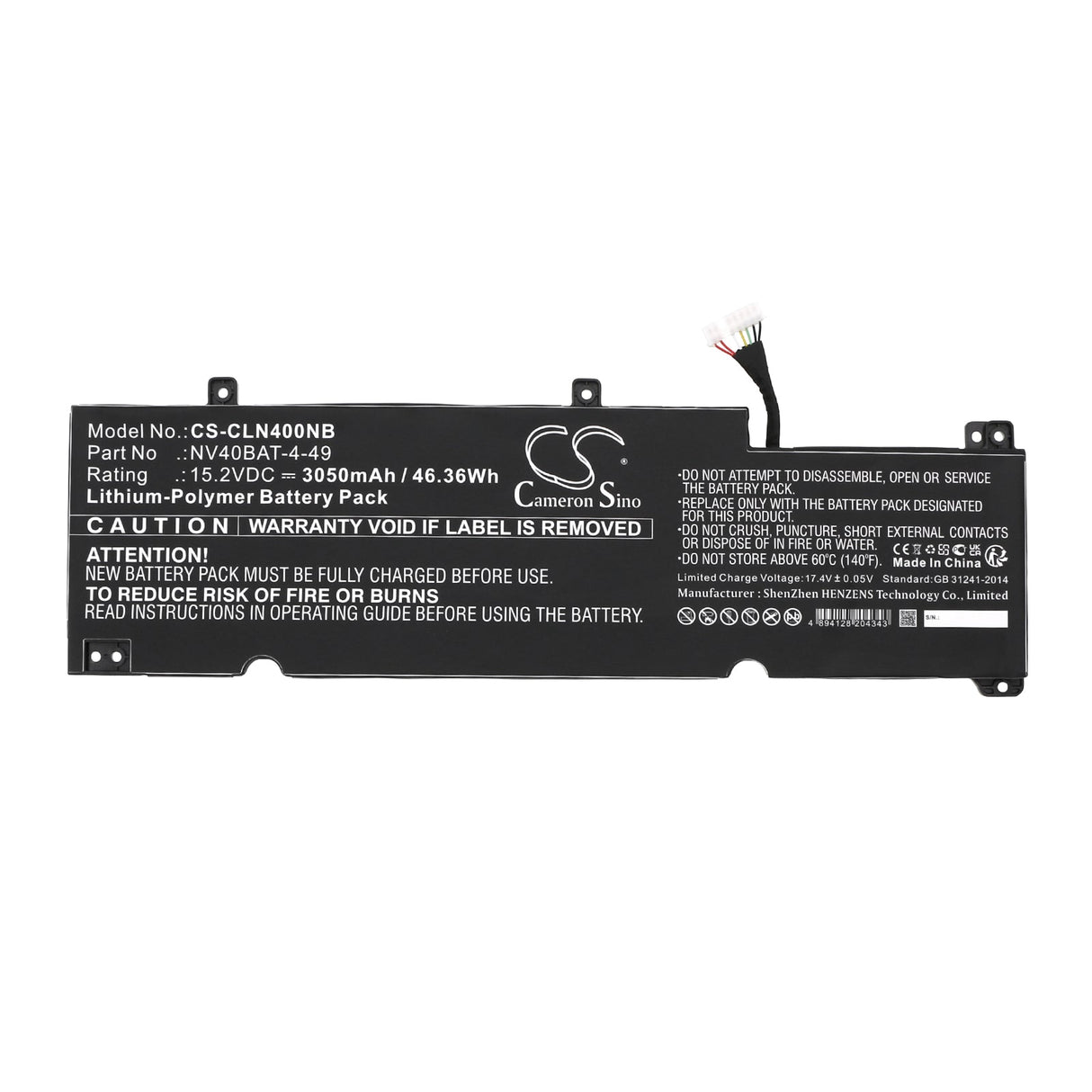 15.2v, Li-ion, 3050mah, Notebook Battery Fits Various Brands Nv40mb, Nv40me, 46.36wh Notebook, Laptop Cameron Sino Technology Limited