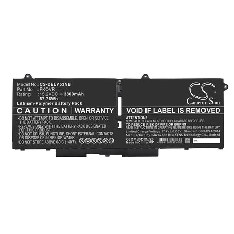 15.2v, Li-ion, 3800mah, Battery Fits Dell, Latitude 5330, Latitude 7330, 57.76wh Notebook, Laptop Cameron Sino Technology Limited   
