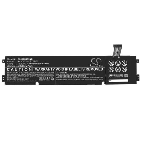 15.2v, Li-ion, 4000mah, Battery Fits Razer, Blade 15 Base, Rz09-0369x, 60.80wh Notebook, Laptop Cameron Sino Technology Limited   
