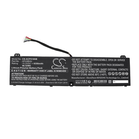 15.2v, Li-ion, 6350mah, Acer Battery Fits Conceptd 5 Cn516-72g, Conceptd 5 Cn516-72g-74kq, 96.52wh Notebook, Laptop Cameron Sino Technology Limited