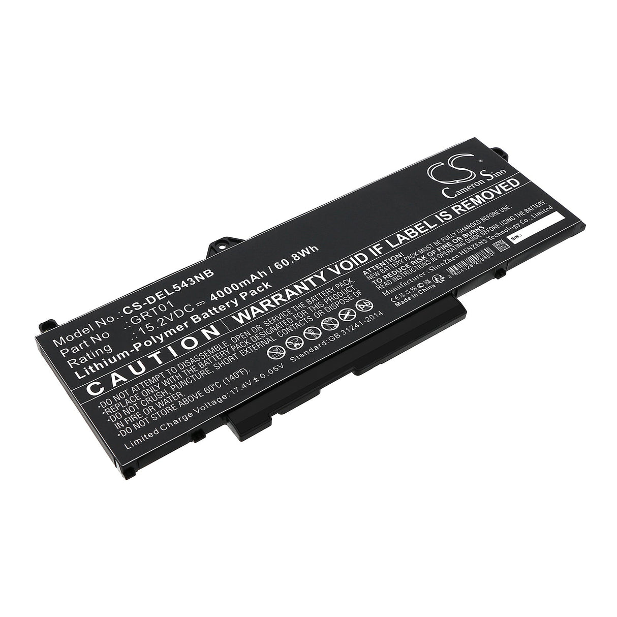 15.2V, Li-Polymer, 4000mAh, Notebook, Laptop battery fits Dell, Alienware M17 R5 Amd, Latitude 14 5431, 60.8Wh Notebook, Laptop Cameron Sino Technology Limited