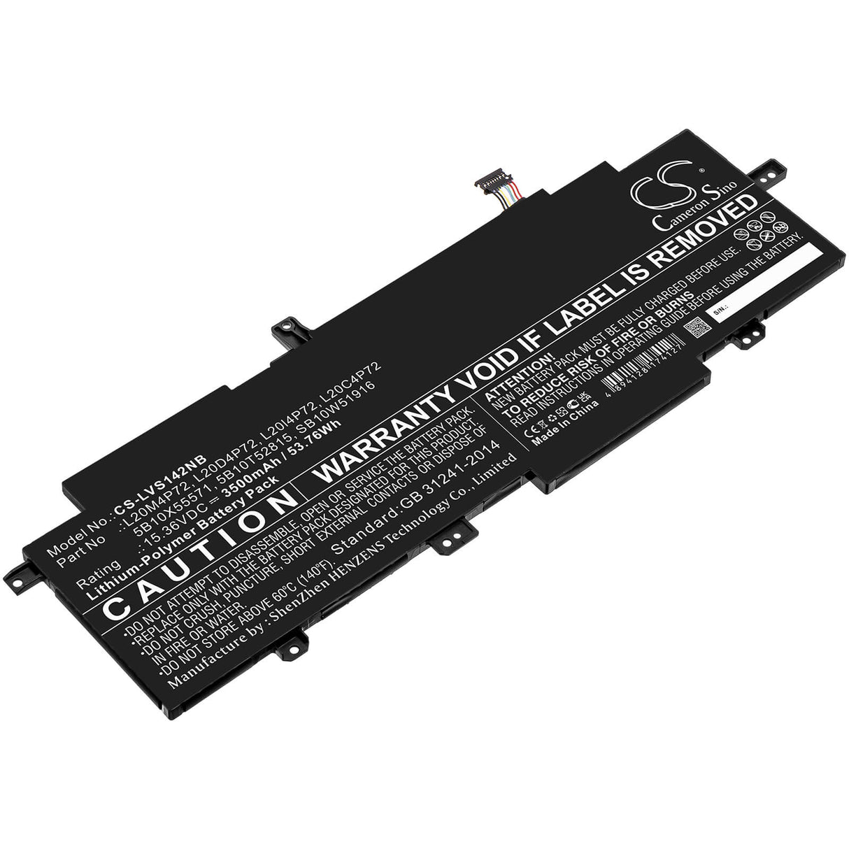 15.36v, 3500mah, Li-polymer Battery Fit's Lenovo, 20wm00avhh, 20wm00ayhh, 20wm00b0hh, 53.76wh Notebook, Laptop Cameron Sino Technology Limited   