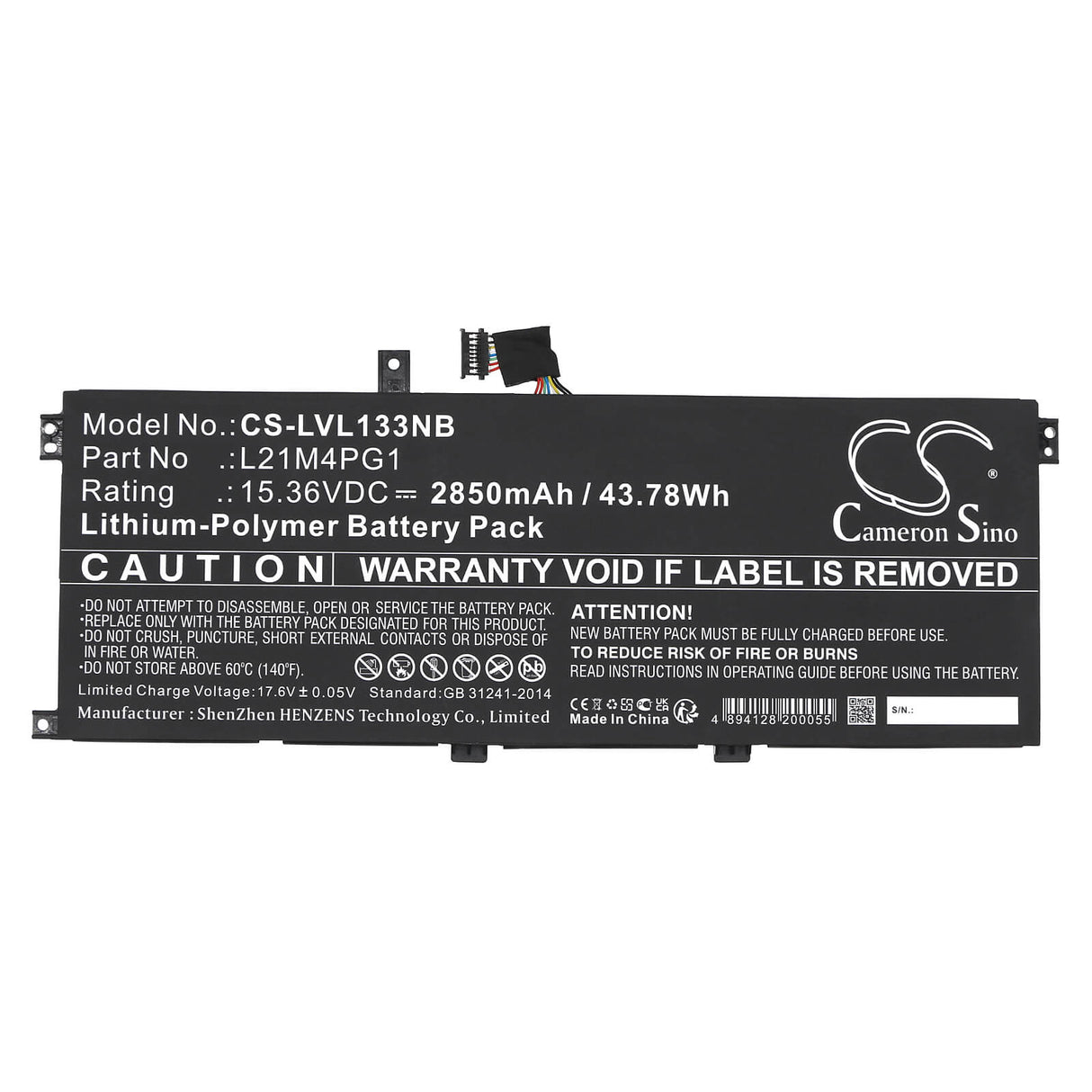 15.36V, Li-Polymer, 2850mAh, Notebook Battery fits Lenovo, Thinkpad L13 Gen 3 21b3004kmy, Thinkpad L13 Gen 3 21b3004weq, 43.78Wh Notebook, Laptop Cameron Sino Technology Limited