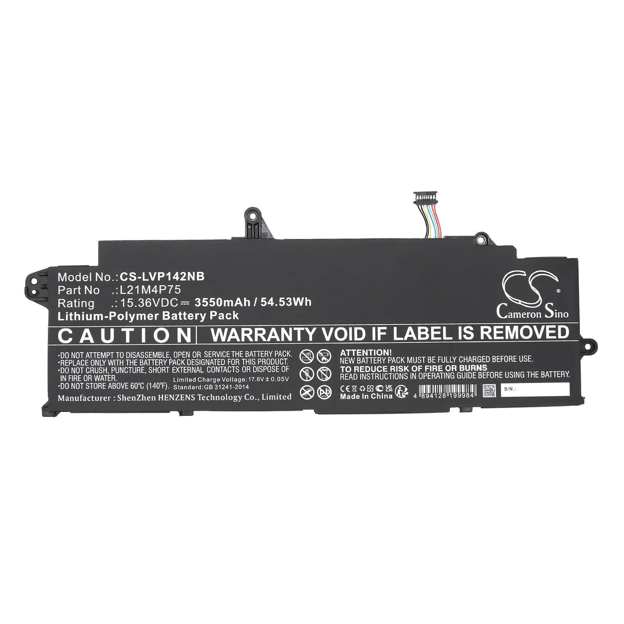 15.36V, Li-Polymer, 3550mAh, Battery fits Lenovo, Thinkpad T14s Gen 3(amd)21cq00, Thinkpad T14s Gen 3(amd)21cq00, 54.53Wh Notebook, Laptop Cameron Sino Technology Limited