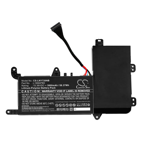 15.36V, Li-Polymer, 3800mAh, Battery fits Lenovo, Legion Y720 15ikb 80vr002emh, Legion Y720 15ikb 80vr007vau, 58.37Wh Notebook, Laptop Cameron Sino Technology Limited   