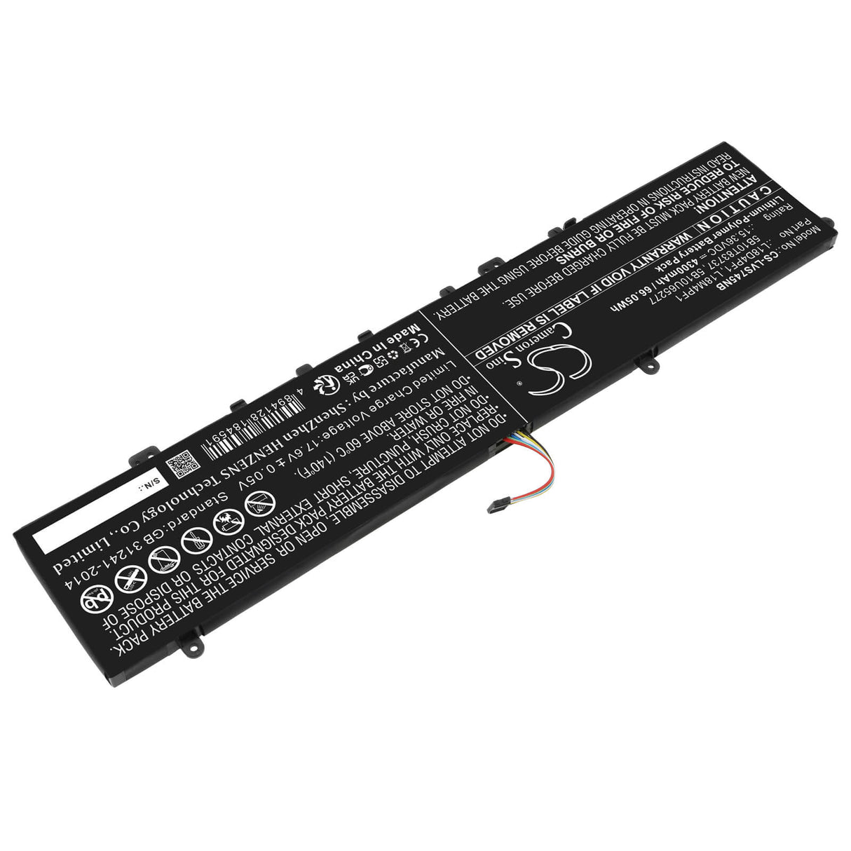 15.36v, Li-polymer, 4300mah, Battery Fits Lenovo, Yoga C940-15, Yoga C940-15irh, 66.05wh Notebook, Laptop Cameron Sino Technology Limited   