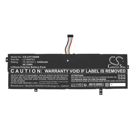 15.36V, Li-Polymer, 4450mAh, Notebook Battery fits Lenovo, L21b4pe2, Yoga 7 14arb7 82qf000dsp, 68.35Wh Notebook, Laptop Cameron Sino Technology Limited