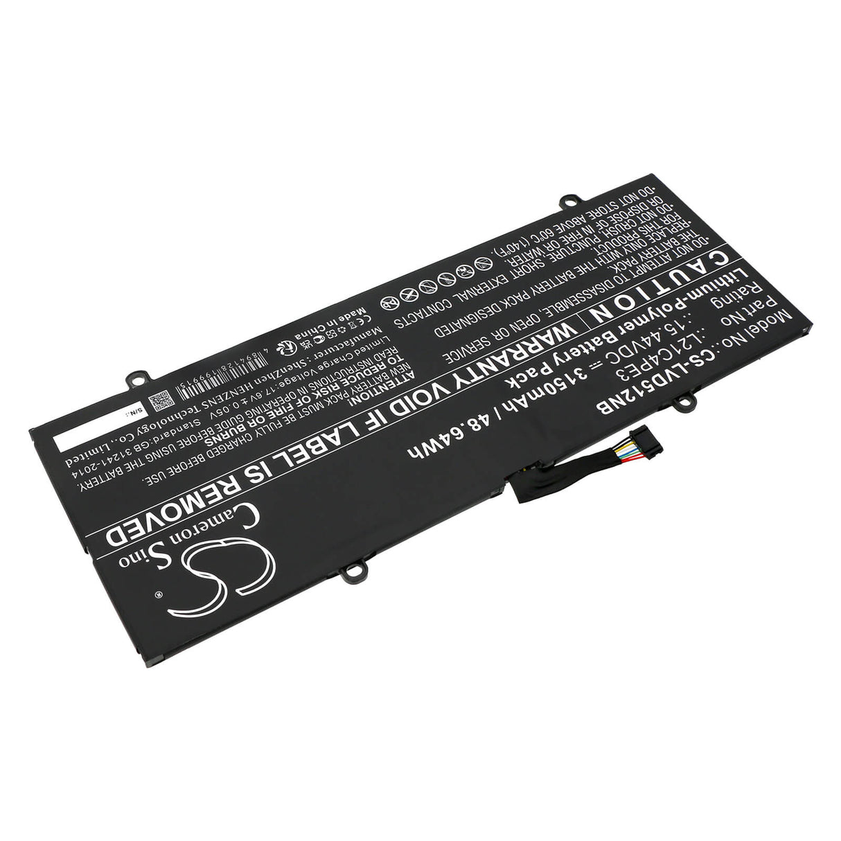 15.44V, Li-Polymer, 3150mAh, Battery fits Lenovo, Ideapad Duet 5 12iau7 82tq0002, Ideapad Duet 5 12iau7 82tq0006, 48.64Wh Notebook, Laptop Cameron Sino Technology Limited