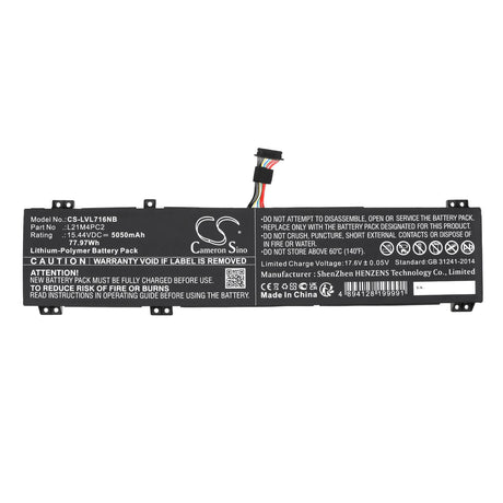 15.44V, Li-Polymer, 5050mAh, Battery fits Lenovo, Legion 7 16arha7 82uh0000us, Legion 7 16arha7 82uh0004uk, 77.97Wh Notebook, Laptop Cameron Sino Technology Limited