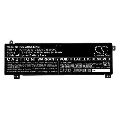 15.48v, Li-polymer, 3500mah, Notebook Battery Fits Asus, Rog Strix G15 G513ih-hn002, Rog Strix G15 G513ih-hn002t, 54.18wh Notebook, Laptop Cameron Sino Technology Limited