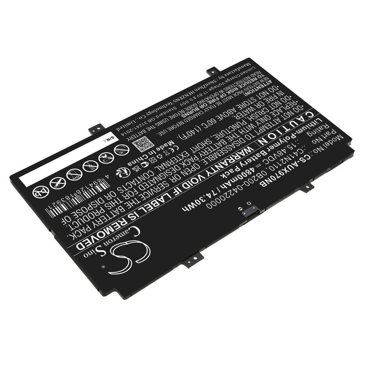 15.48v, Li-polymer, 4800mah, Battery Fits Asus, Ux9702aa, Zenbook 17 Fold Oled, 74.30wh Notebook, Laptop Cameron Sino Technology Limited   