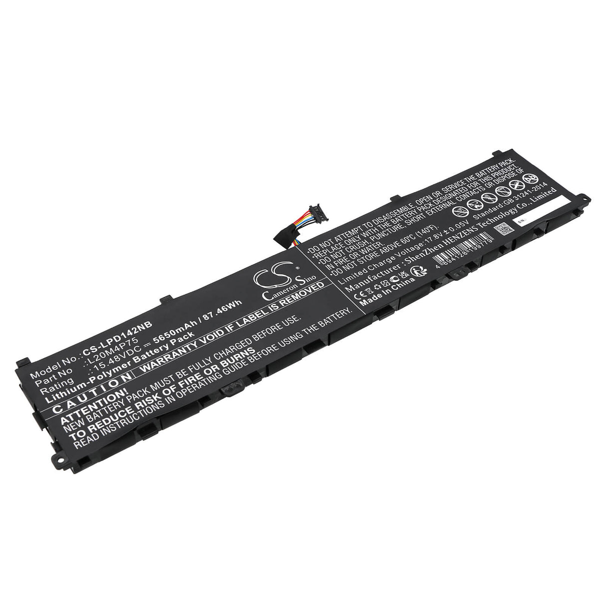 15.48V, Li-Polymer, 5650mAh, Notebook Battery fits Lenovo, Thinkpad P1 Gen 4 20y30002ix, 87.46Wh Notebook, Laptop Cameron Sino Technology Limited