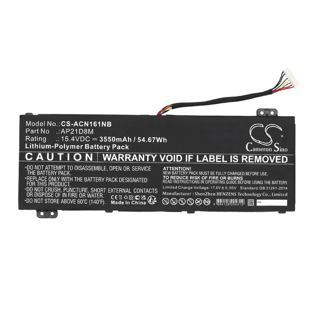 15.4v, Li-ion, 3550mah, Notebook battery Fits Acer An515-47, An515-58, 54.67wh Notebook, Laptop Cameron Sino Technology Limited   
