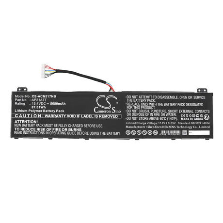 15.4v, Li-ion, 5650mah, Notebook battery Fits Acer Nitro 5 An517-55-50nf, Nitro 5 An517-55-50p0, 87.01wh Notebook, Laptop Cameron Sino Technology Limited