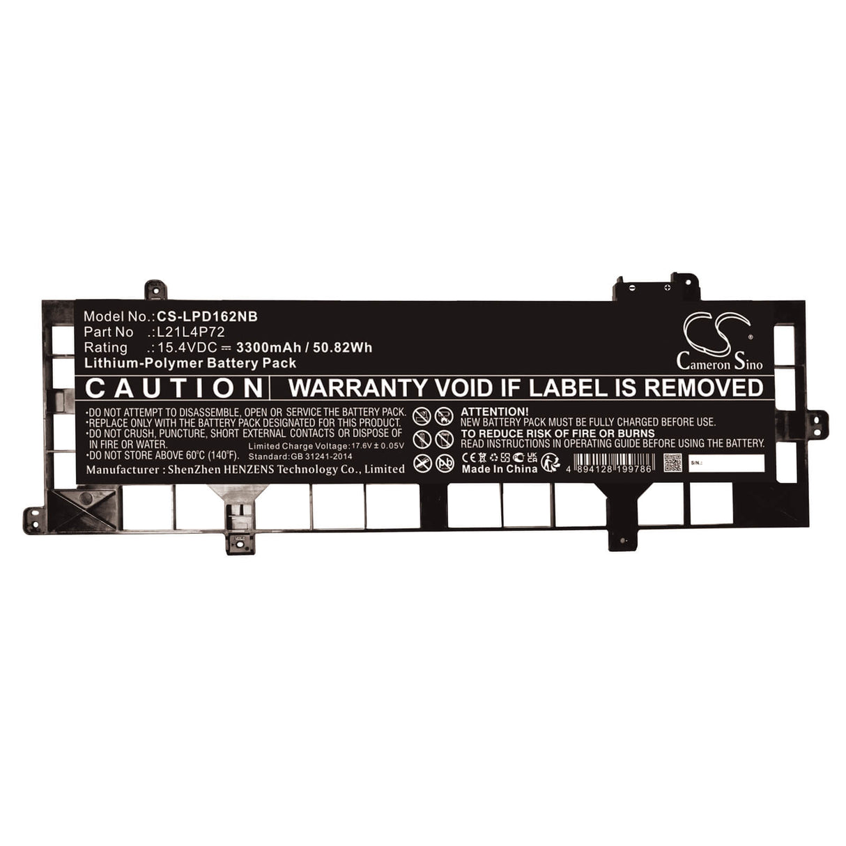 15.4V, Li-Polymer, 3300mAh, Notebook Battery fits Lenovo, Thinkpad P16s Gen 1(amd)21ck00, Thinkpad P16s Gen 1(amd)21ck00, 50.82Wh Notebook, Laptop Cameron Sino Technology Limited