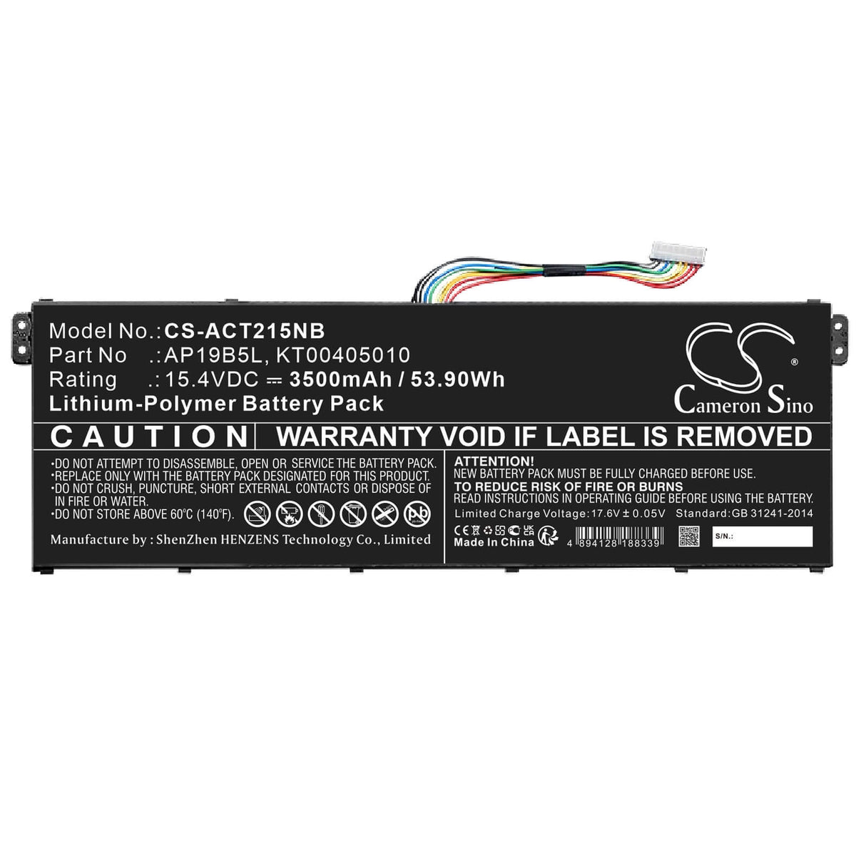 15.4v, Li-polymer, 3500mah, Battery Fits Acer, Aspire 5 (a515-48m), Aspire 5 A515-43-r0bv, 53.90wh Notebook, Laptop Cameron Sino Technology Limited   