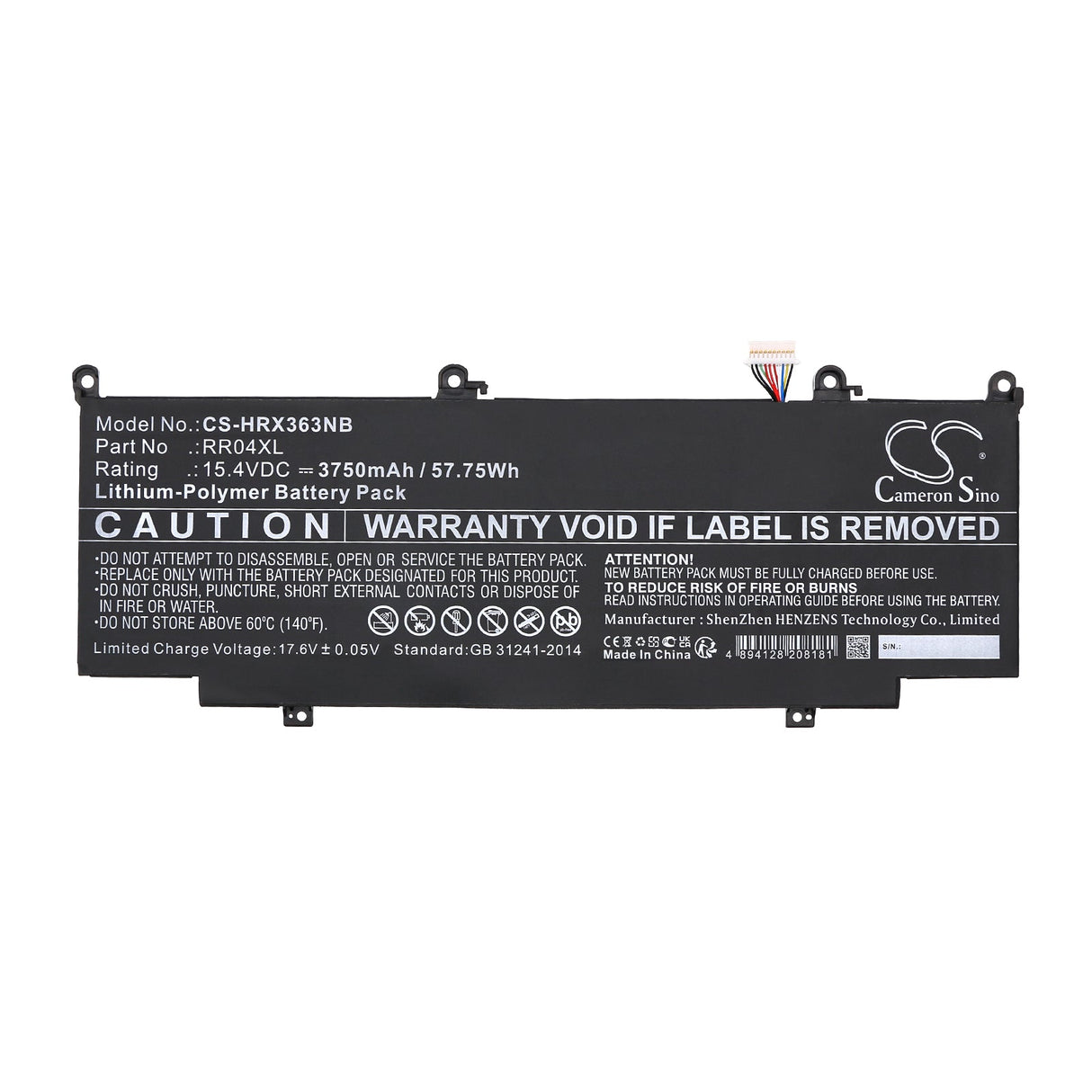 15.4V, Li-Polymer, 3750mAh, Notebook, Laptop battery fits Hp, Spectre X360 13-4107no, Spectre X360 13-4120nl, 57.75Wh Notebook, Laptop Cameron Sino Technology Limited