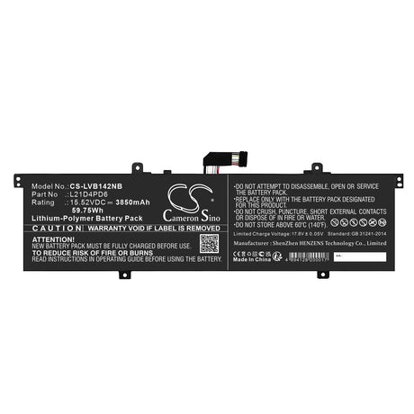 15.52V, Li-Polymer, 3850mAh, Notebook Battery fits Lenovo, Thinkbook 14 G4 Ara 21d00003kr, Thinkbook 14 G4 Ara 21d0000jvn, 59.75Wh Notebook, Laptop Cameron Sino Technology Limited