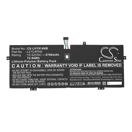 15.52V, Li-Polymer, 4700mAh, Notebook Battery fits Lenovo, 82lu0005sb, 82lu000cmj, 72.94Wh Notebook, Laptop Cameron Sino Technology Limited