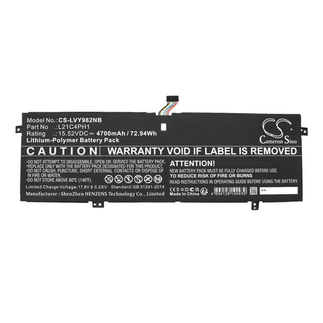 15.52V, Li-Polymer, 4700mAh, Notebook Battery fits Lenovo, Yoga Slim 9 14iap7 82t00002sp, Yoga Slim 9 14iap7 82t00003ge, 72.94Wh Notebook, Laptop Cameron Sino Technology Limited
