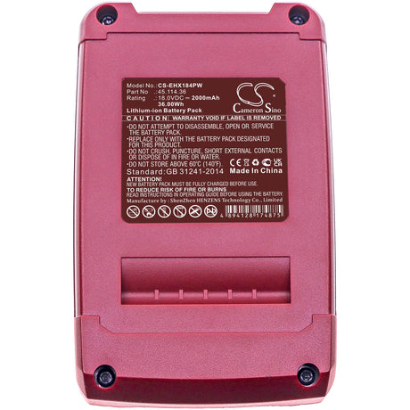 18.0V, Li-ion, 2000mAh, Power Tools battery fits Einhell, Kraftixx, 45.114.36, 4118907, Agillo 18/200, 36Wh Power Tools Cameron Sino Technology Limited (Power Tools)