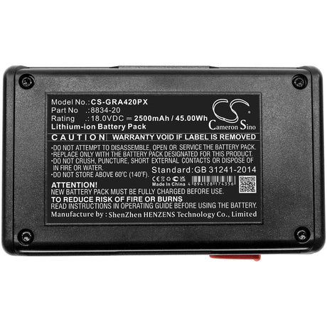 18.0V, Li-ion, 2500mAh, Gardening Tools battery fits Gardena, 8834-20, 648844, 8844-20, 45.00Wh Gardening Tools Cameron Sino Technology Limited (Power Tools)