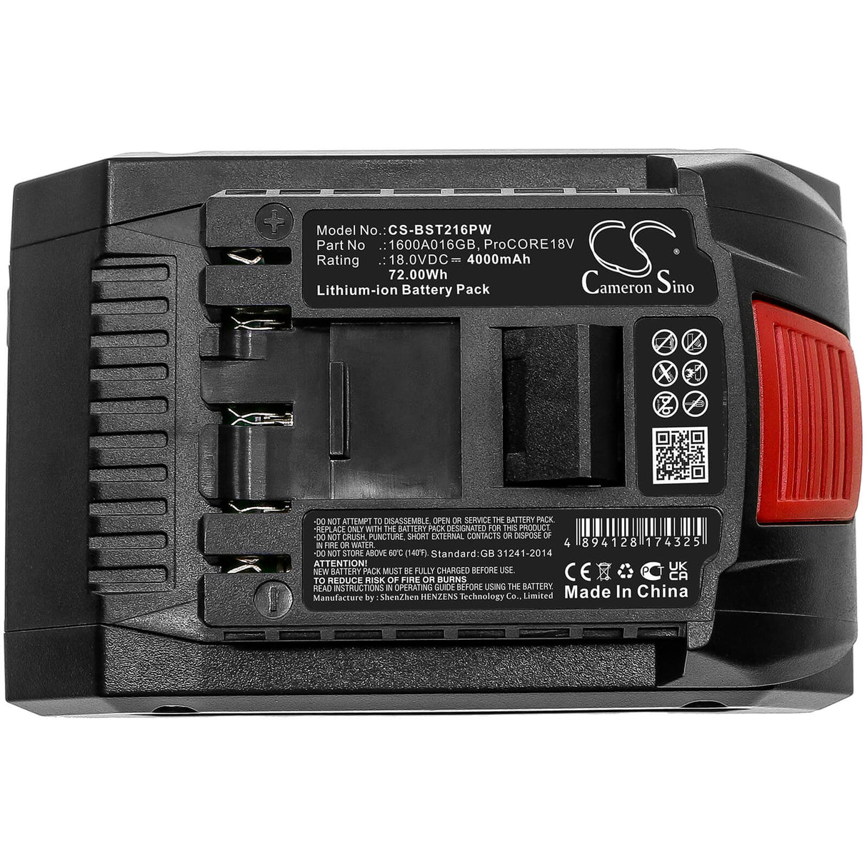 18.0V, Li-ion, 4000mAh, Power Tools battery fits Bosch, 1600a016gb, Gbh 18v-34 Cf, Gbh 18v-36 C, 72Wh Power Tools Cameron Sino Technology Limited (Power Tools)