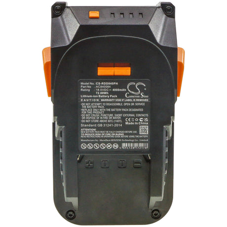 18.0v, 4000mah, Li-ion Power Tools Battery Fit's Ridgid, 130383001, 130383025, 130383028, 72.00wh Power Tools Cameron Sino Technology Limited (Power Tools)