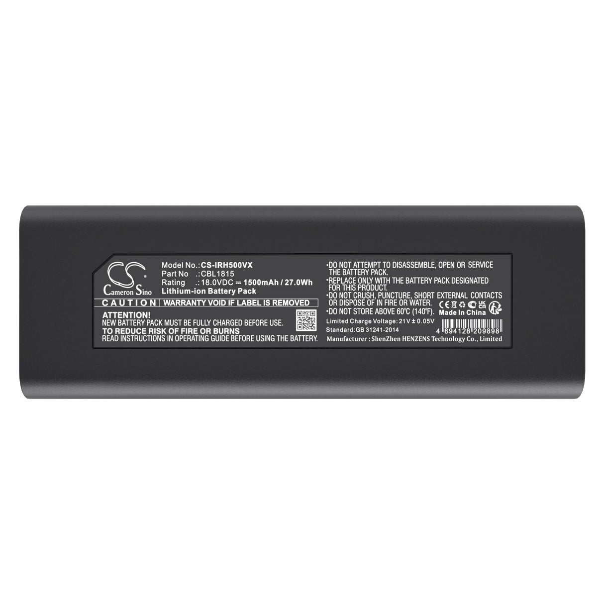 18.0V, Li-ion, 1500mAh, Vacuum battery fits Iris Ohyama, Ic-sldcp12, Ic-sldcp5, 27.0Wh Vacuum Cameron Sino Technology Limited