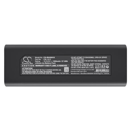 18.0V, Li-ion, 1500mAh, Vacuum battery fits Iris Ohyama, Ic-sldcp12, Ic-sldcp5, 27.0Wh Vacuum Cameron Sino Technology Limited