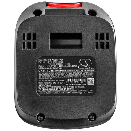 18.0V, Li-ion, 2000mAh, Gardening Tools battery fits Al-ko, 113894, 113857, Ar 1835 Cordless Scarifier, 36.00Wh Gardening Tools Cameron Sino Technology Limited (Power Tools)