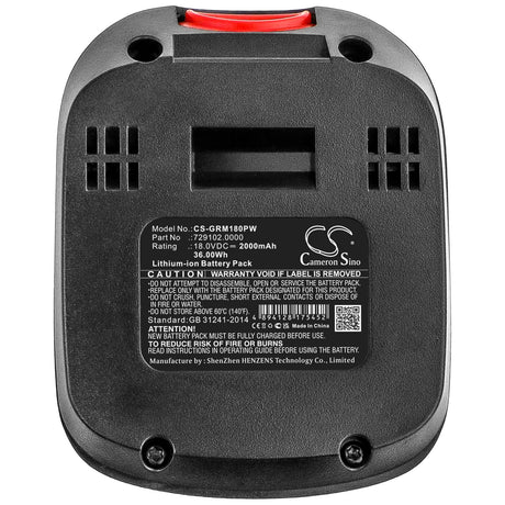 18.0V, Li-ion, 2000mAh, Gardening Tools battery fits Steinel, Gloria, Rapid, 728970, Fm30, Fm50, 36.00Wh Gardening Tools Cameron Sino Technology Limited (Power Tools)